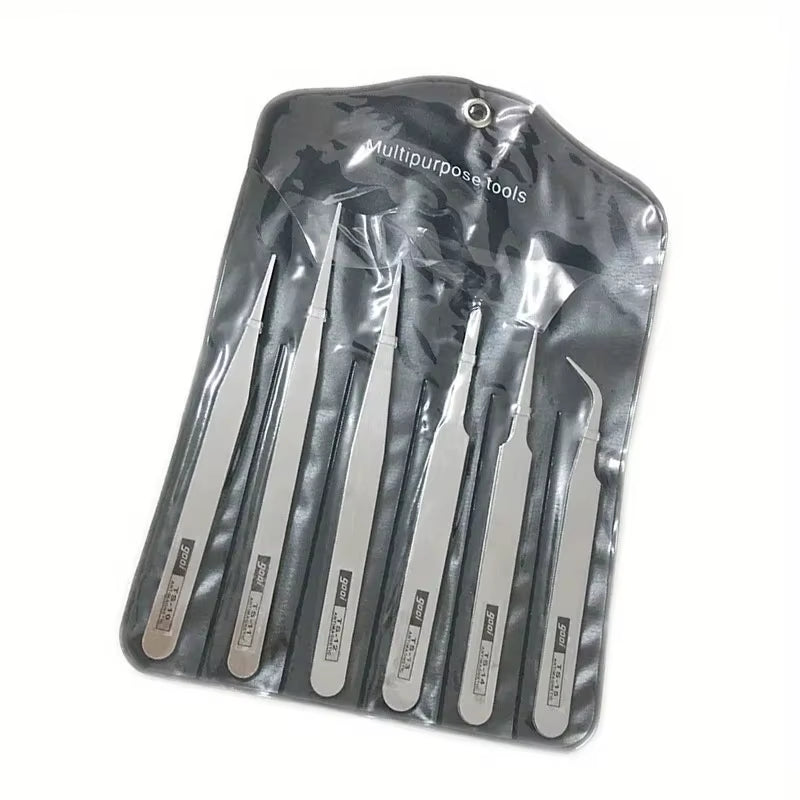 6-Piece Stainless Steel Tweezers Ts-15 Succulent Plant DIY Elbow Tweezers Gooi Tweezers Set
