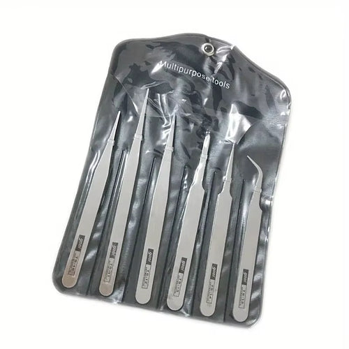 6-Piece Stainless Steel Tweezers Ts-15 Succulent Plant DIY Elbow Tweezers Gooi Tweezers Set