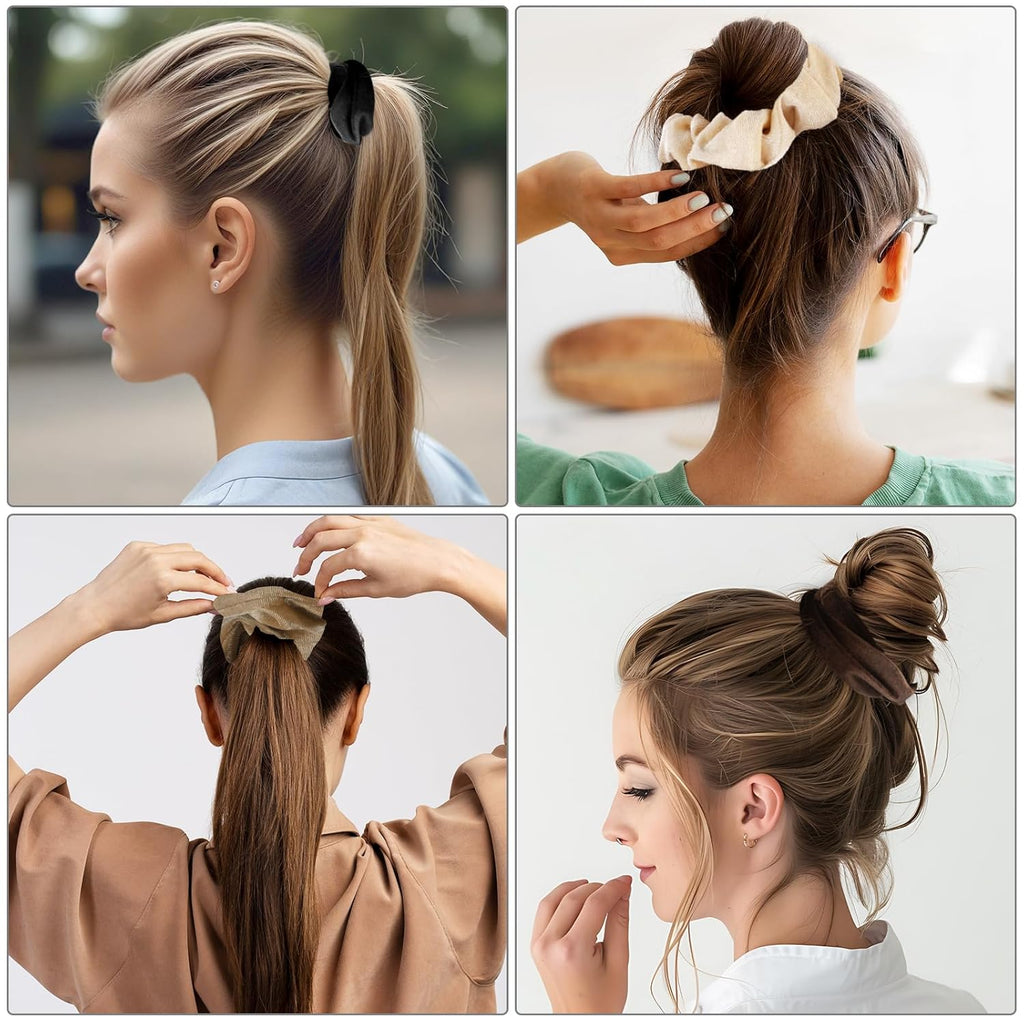 Large Scrunchies for Women 4Pcs Velvet Jumbo Scrunchies for Hair Soft Ponytail Holder Cute Colors Elastic Hair Bands Fashion Bulk Hair Ties for Teens Girls Thick Curly Thin Fine Hair Valentine'S Day