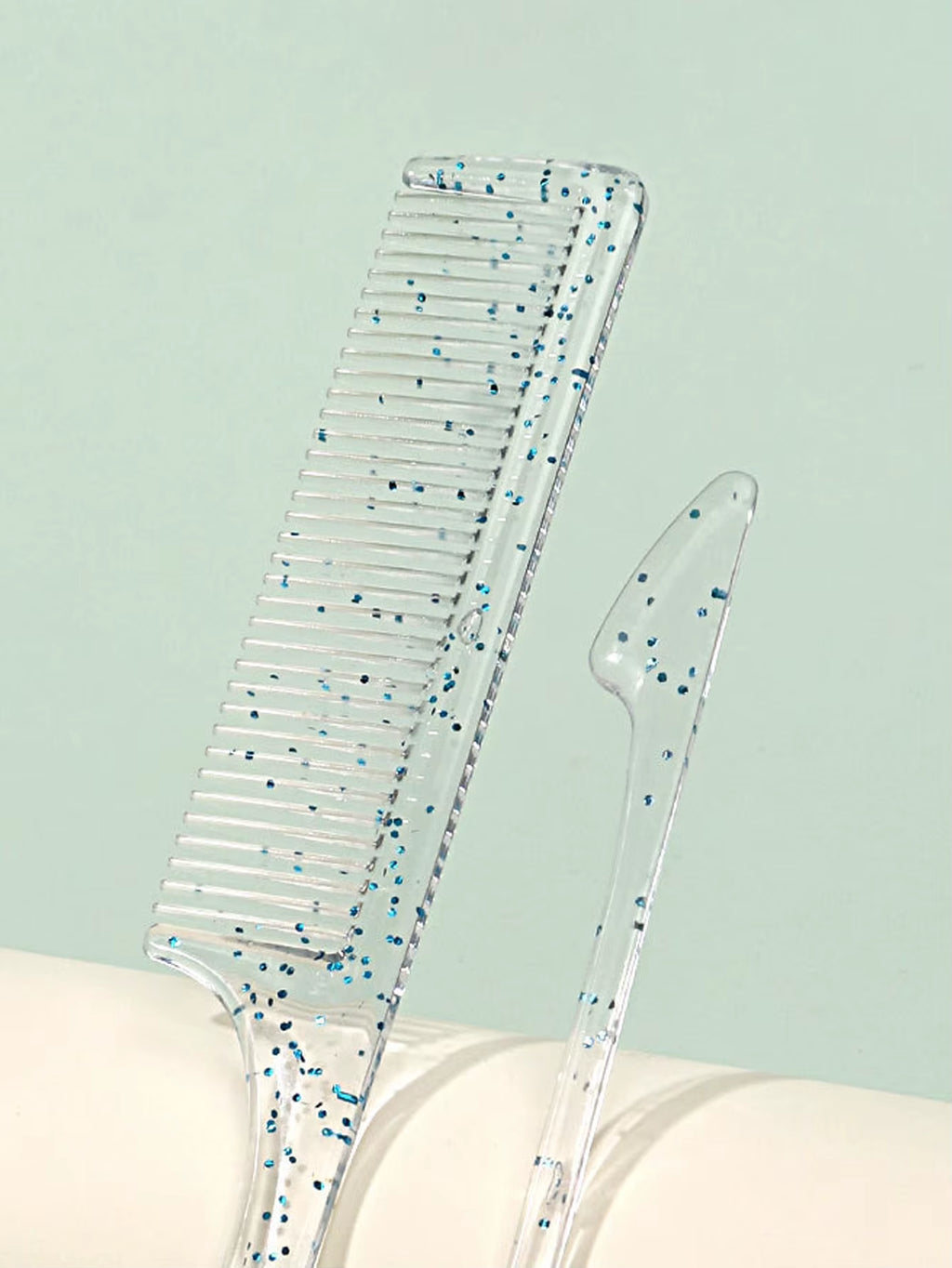 3-Piece Transparent Comb Set with Double-Sided Edge Control Brush Tear Brush and Pointed Tail Comb Special for Real Hair Wigs