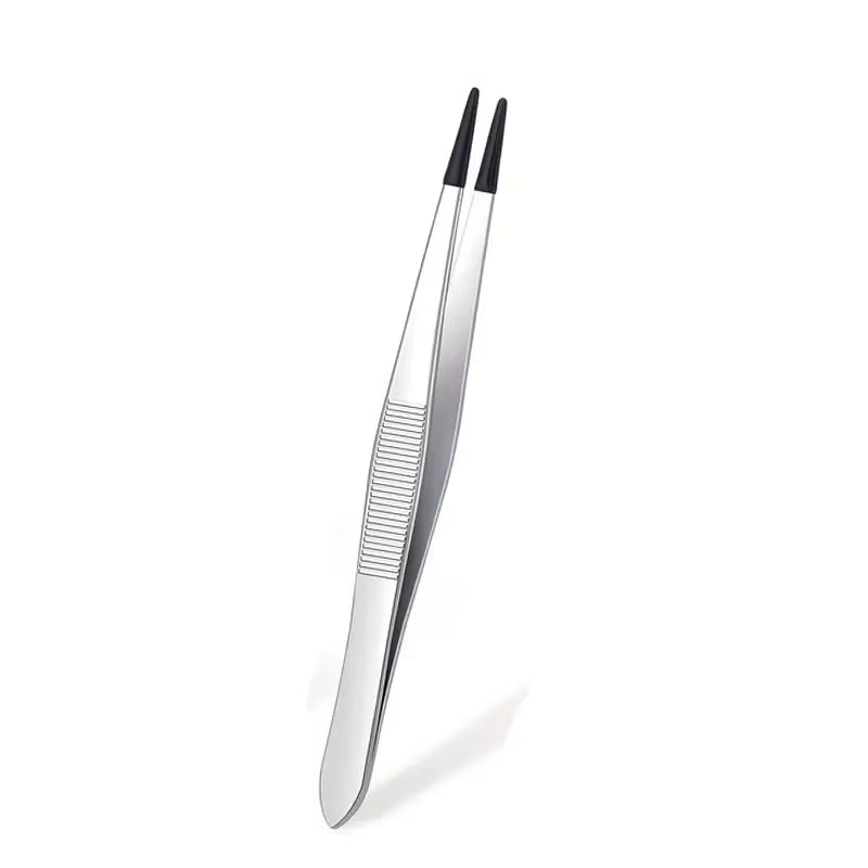 1/2/4Pcs Tweezers with Rubber Tips Tweezers Rubber PVC Silicone Coated Non Marring Flat Tip Bent Tip Tweezers Tipped Tweezers