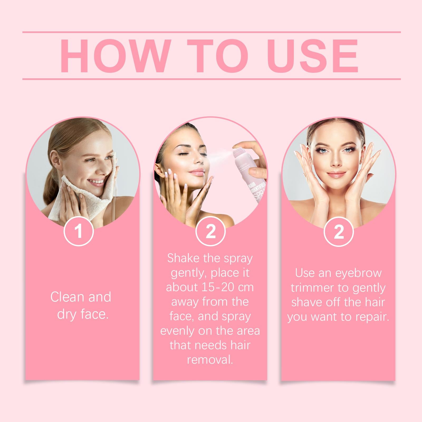 Gentle Facial Hair Removal Spray Softens Hair and Cleanses the Face