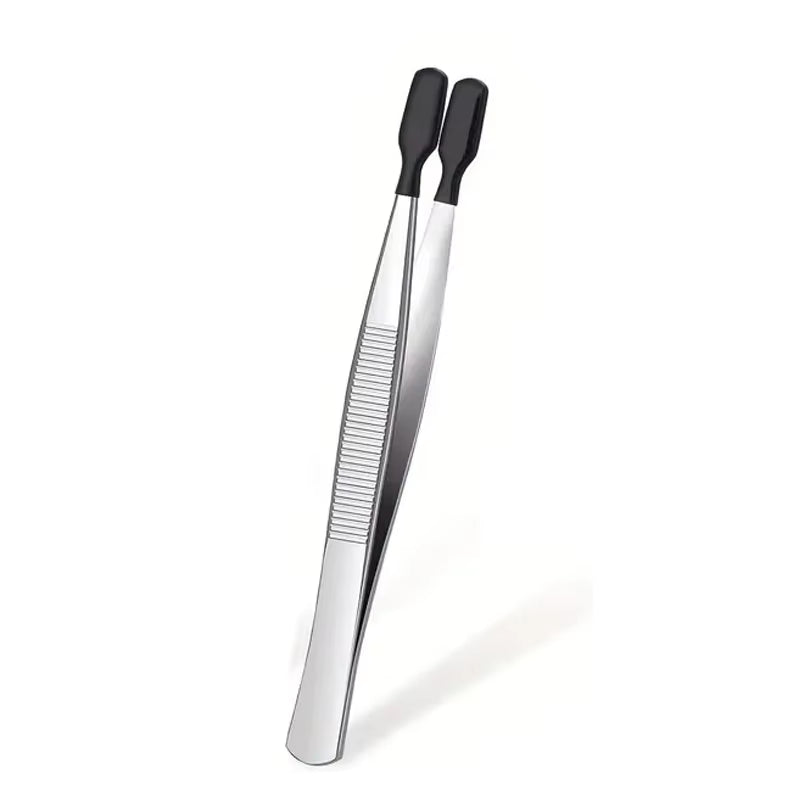 1/2/4Pcs Tweezers with Rubber Tips Tweezers Rubber PVC Silicone Coated Non Marring Flat Tip Bent Tip Tweezers Tipped Tweezers