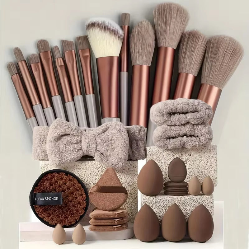 13/33Pcs Professional Makeup Brush Set with Accessories for Combination Skin- Featuring Soft Brushes，Suitable for Beginners