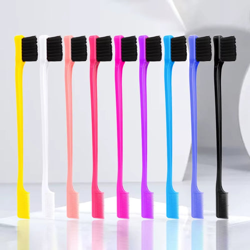 Hair Anti-Static Edge Brush Comb 2-In-1 Double-Sided Edge Control Brush Hair Styling Tool with Comb,Special for Real Hair Wigs