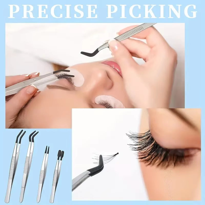 1/2/4Pcs Tweezers with Rubber Tips Tweezers Rubber PVC Silicone Coated Non Marring Flat Tip Bent Tip Tweezers Tipped Tweezers