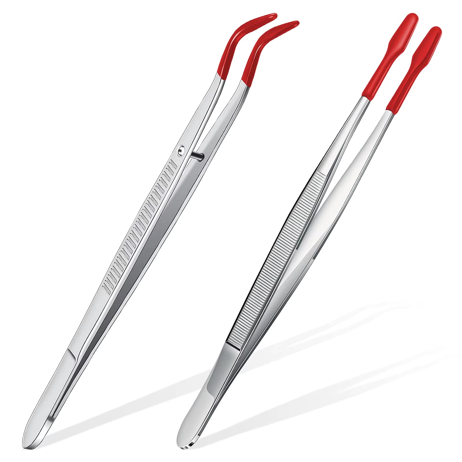 1/2/4Pcs Tweezers with Rubber Tips Tweezers Rubber PVC Silicone Coated Non Marring Flat Tip Bent Tip Tweezers Tipped Tweezers