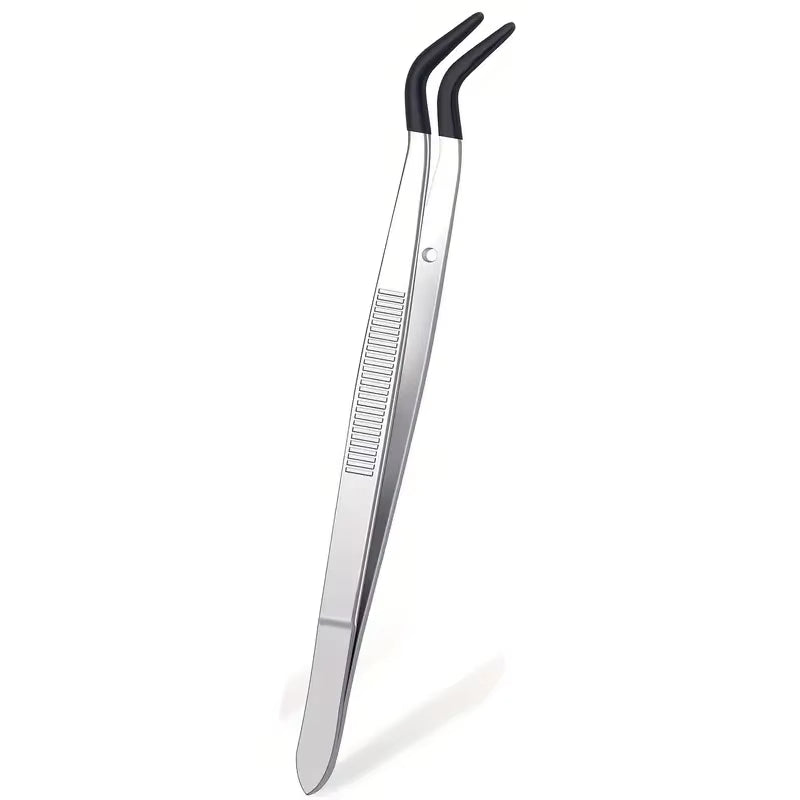 1/2/4Pcs Tweezers with Rubber Tips Tweezers Rubber PVC Silicone Coated Non Marring Flat Tip Bent Tip Tweezers Tipped Tweezers
