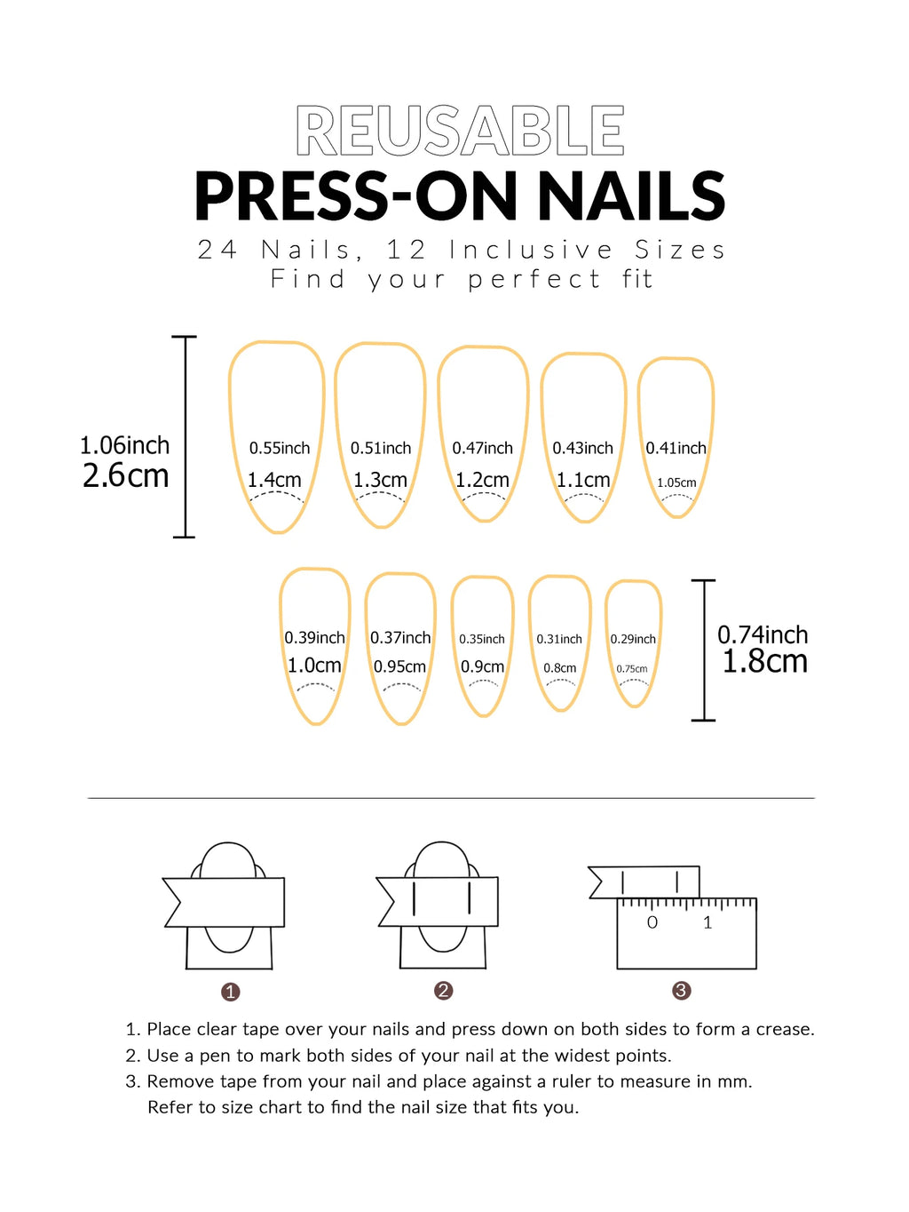 Press On Nails "24PCS"