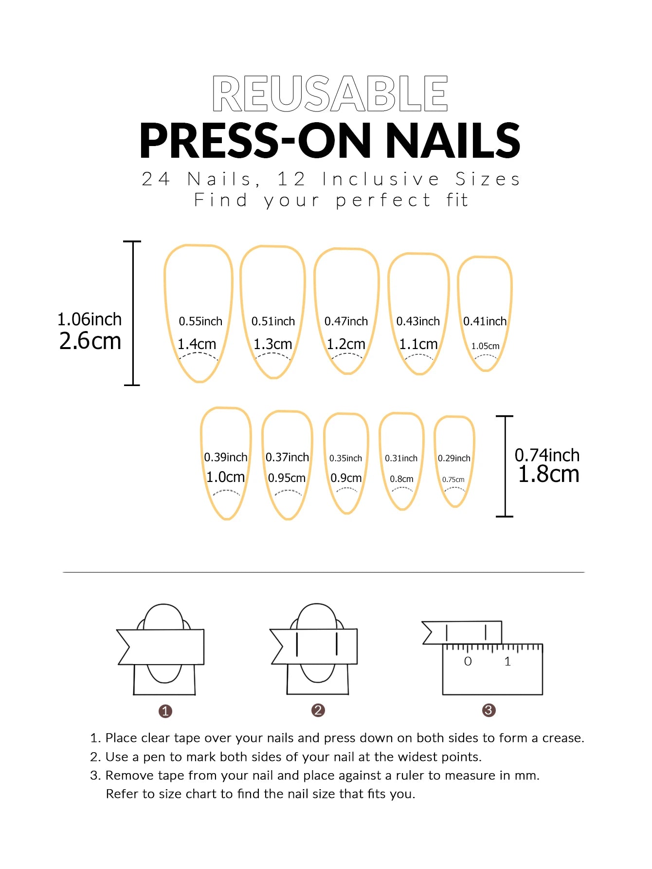 Press On Nails "24PCS"