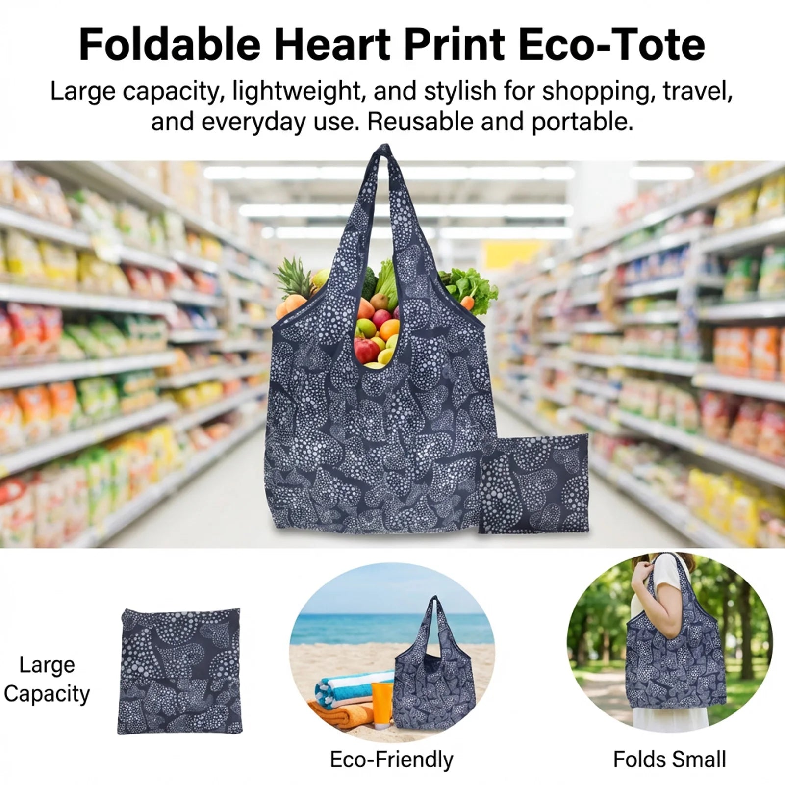 Foldable Reusable Tote Bag