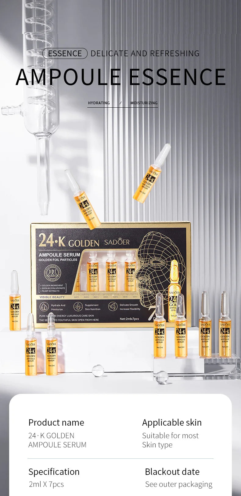 Vitamin C 24K Gold Hyaluronic Acid Serum "7pcs/Kit"
