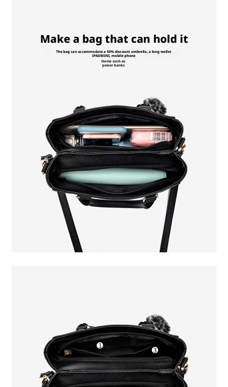 Embroidered Pom-Pom Pendant Handbag
