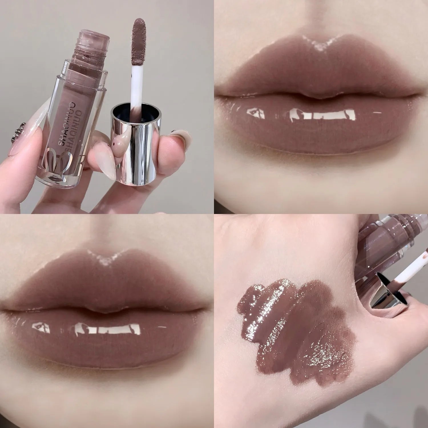 SHAQINUO  Black Silver Gray Lip Gloss
