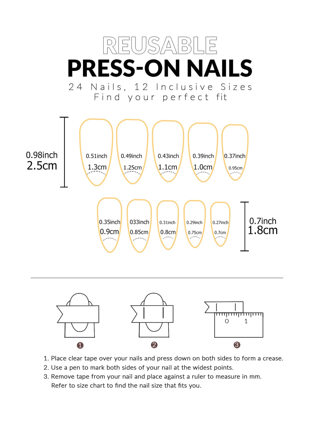 Press On Nails "24PCS"