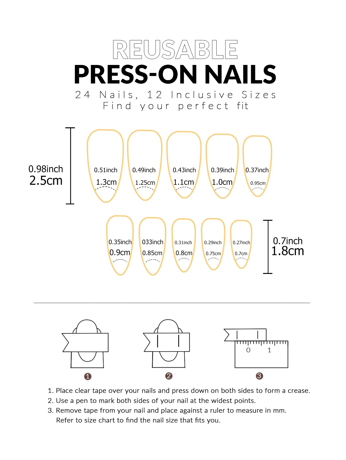 Press On Nails "24PCS"