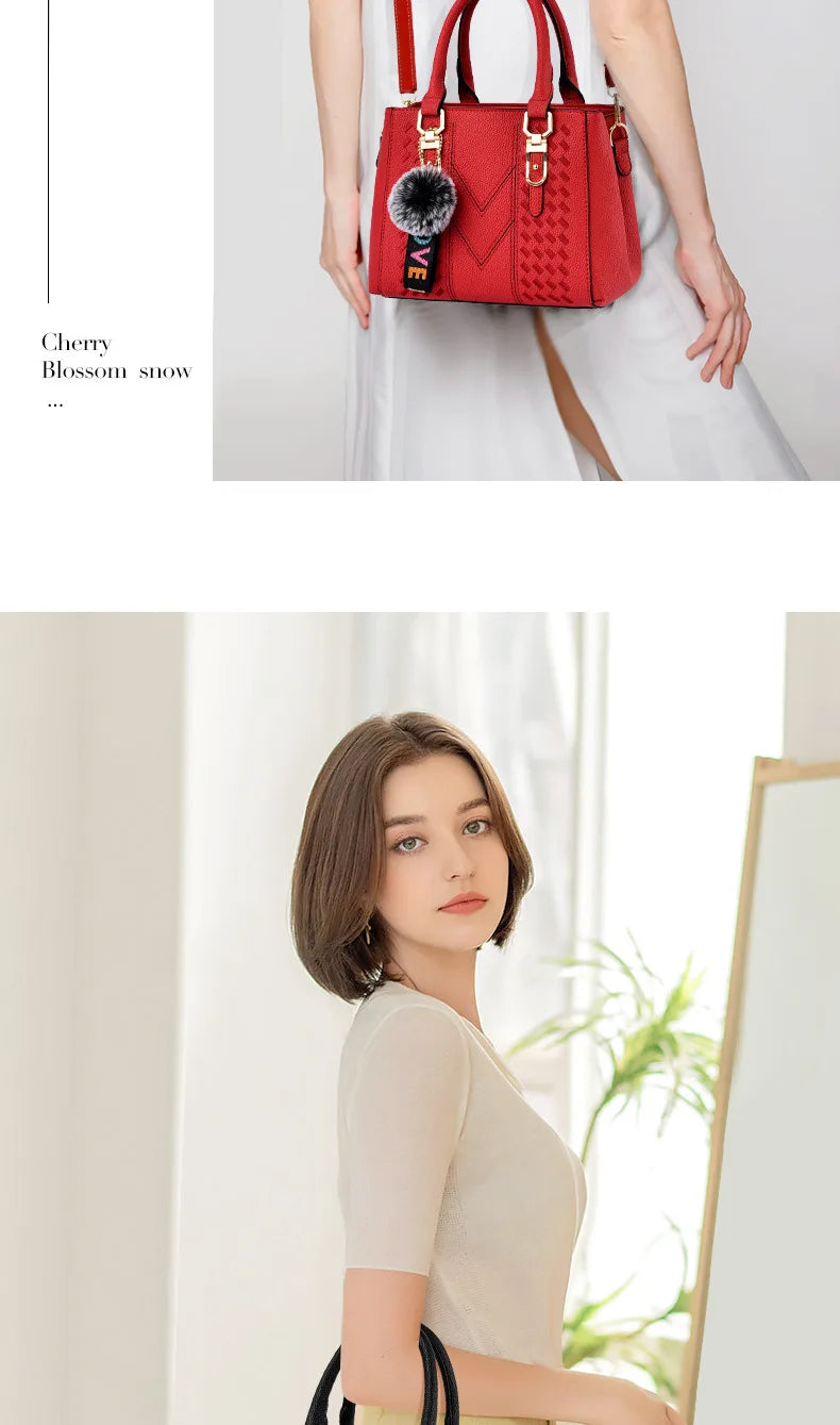 Embroidered Pom-Pom Pendant Handbag