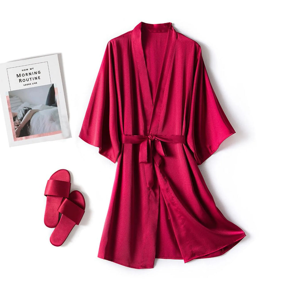 Women Satin Robe Set