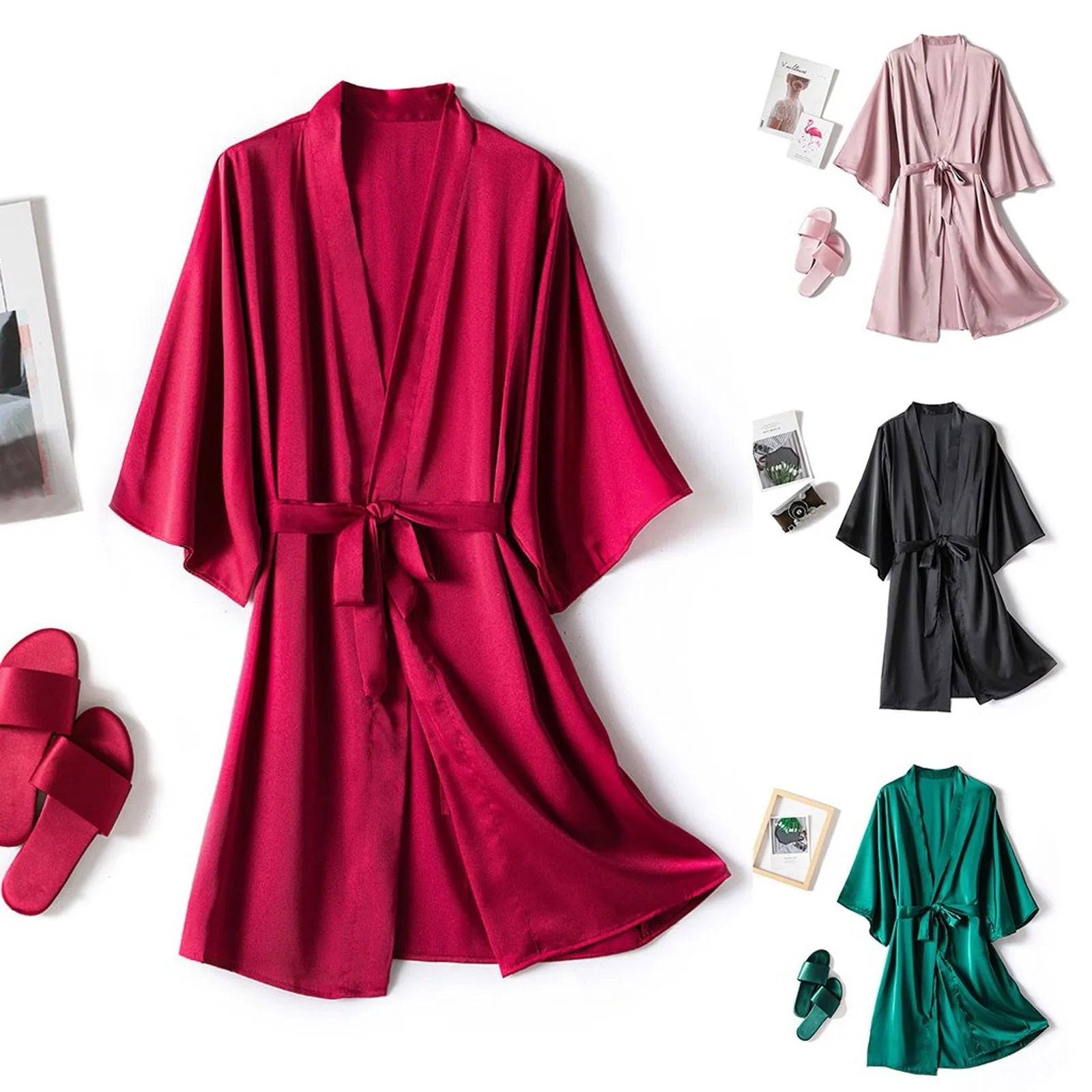 Women Satin Robe Set