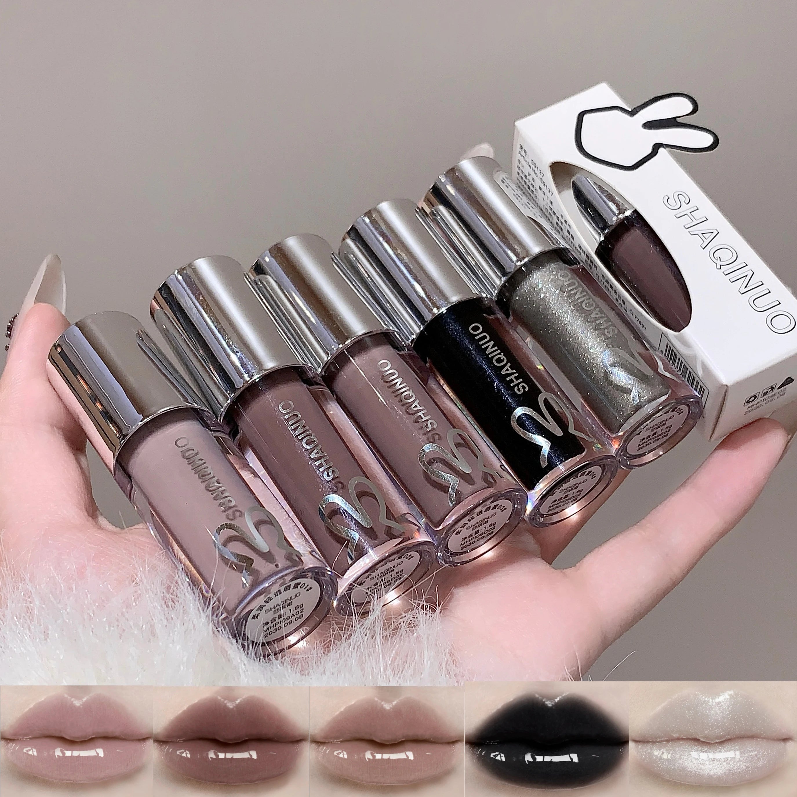 SHAQINUO  Black Silver Gray Lip Gloss