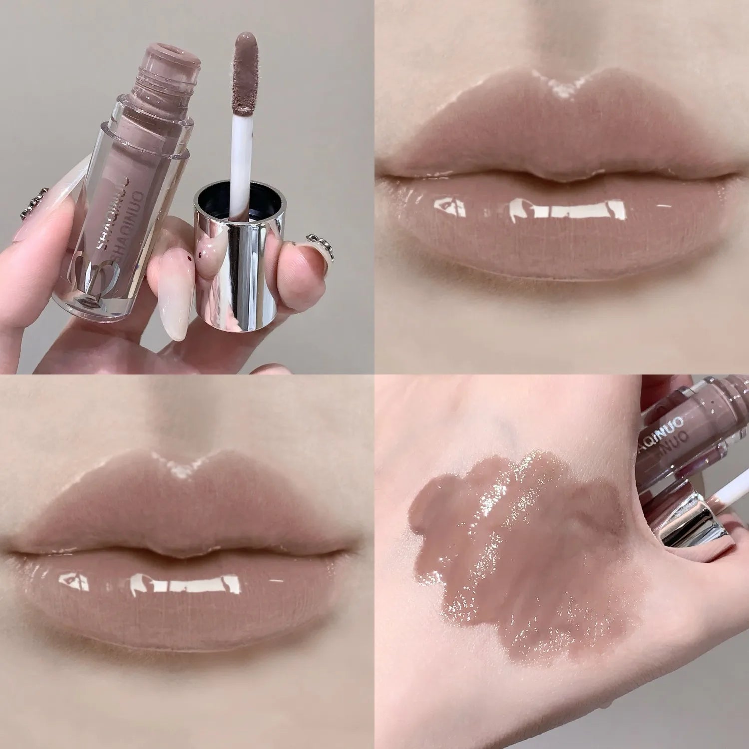 SHAQINUO  Black Silver Gray Lip Gloss