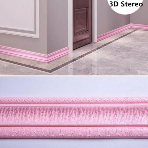 2.3m 3D Pattern Wall Trim Line Skirting Border Decor Self Adhesive for Household Waterproof Removable Flexible Border Stickers