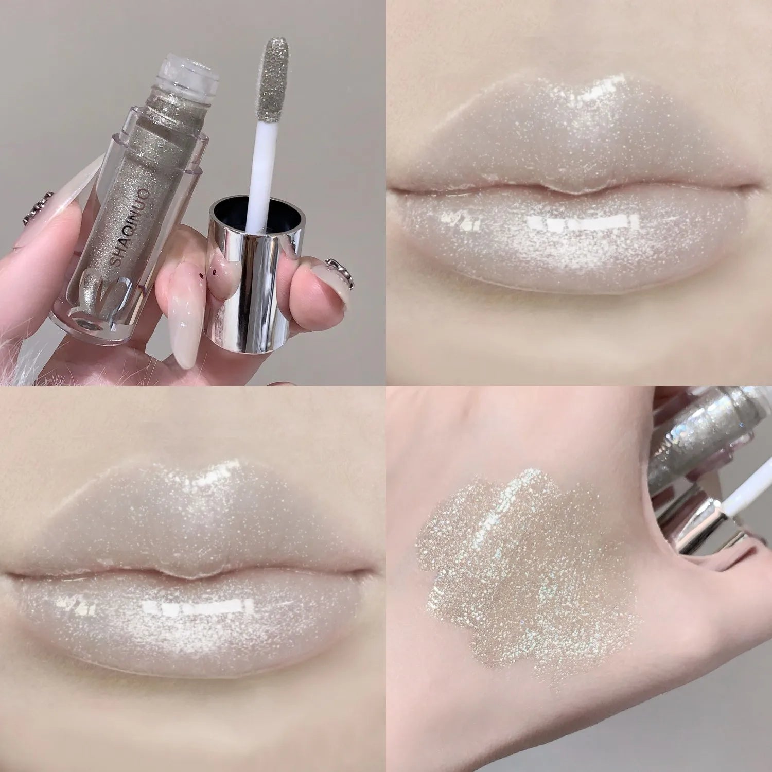 SHAQINUO  Black Silver Gray Lip Gloss
