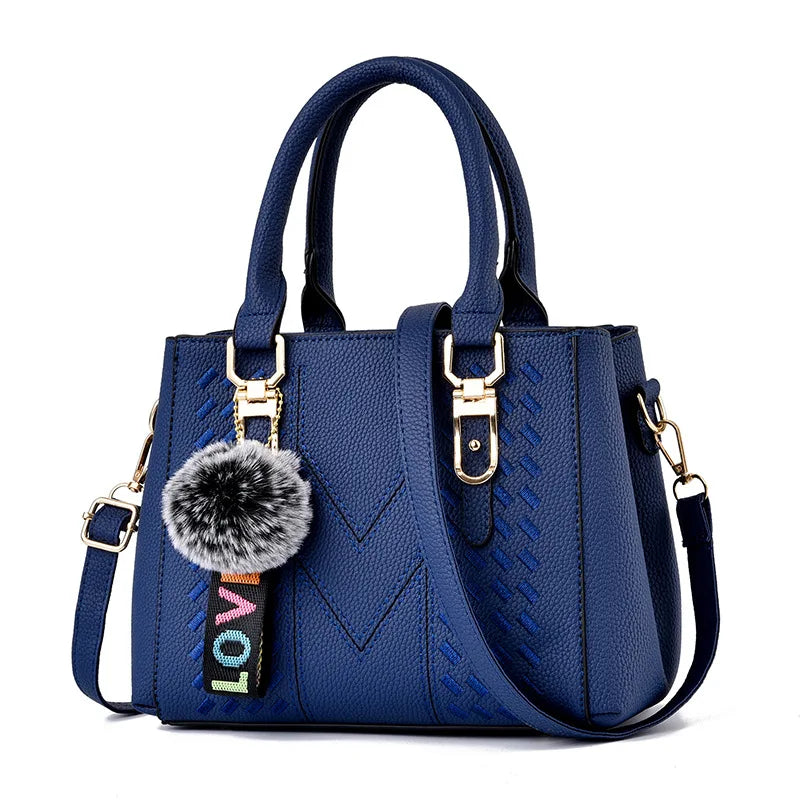 Embroidered Pom-Pom Pendant Handbag