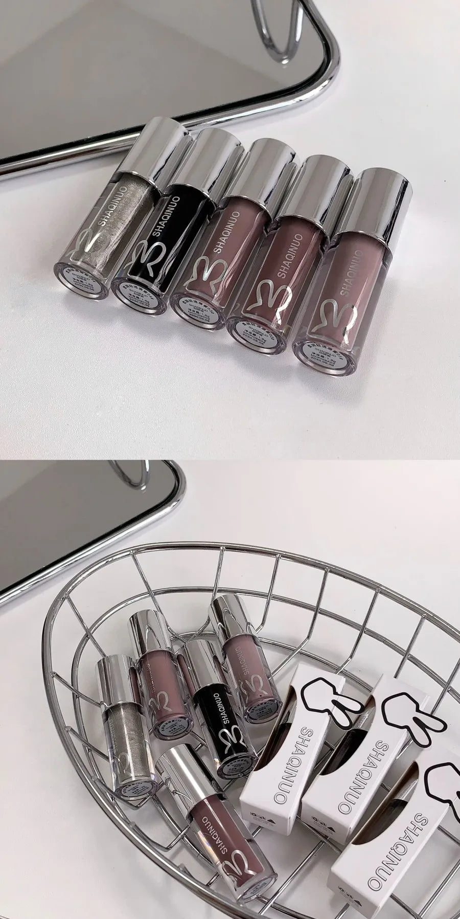 SHAQINUO  Black Silver Gray Lip Gloss