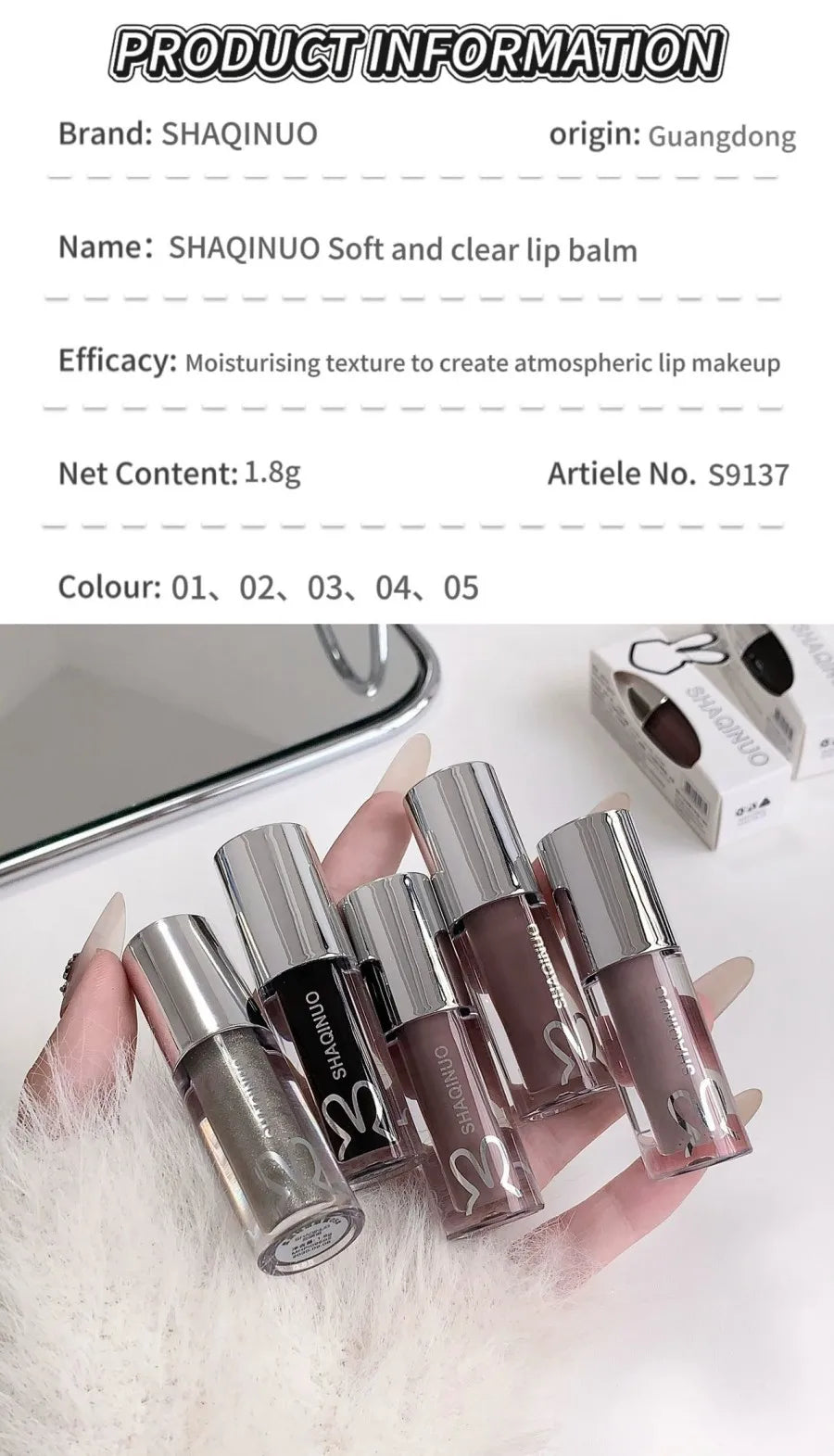 SHAQINUO  Black Silver Gray Lip Gloss