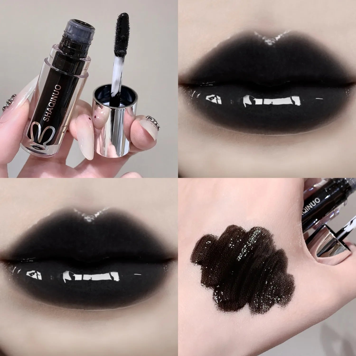SHAQINUO  Black Silver Gray Lip Gloss