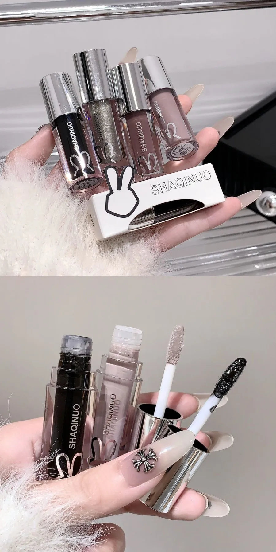 SHAQINUO  Black Silver Gray Lip Gloss