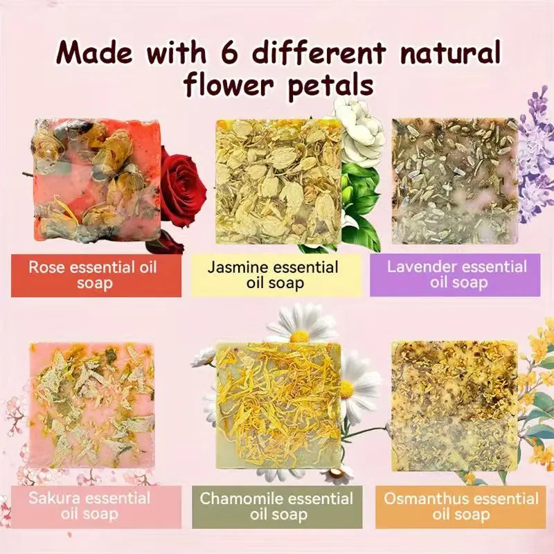 Creative Roses, Jasmine, Lavender Essential Oil, Soap "6pcs"