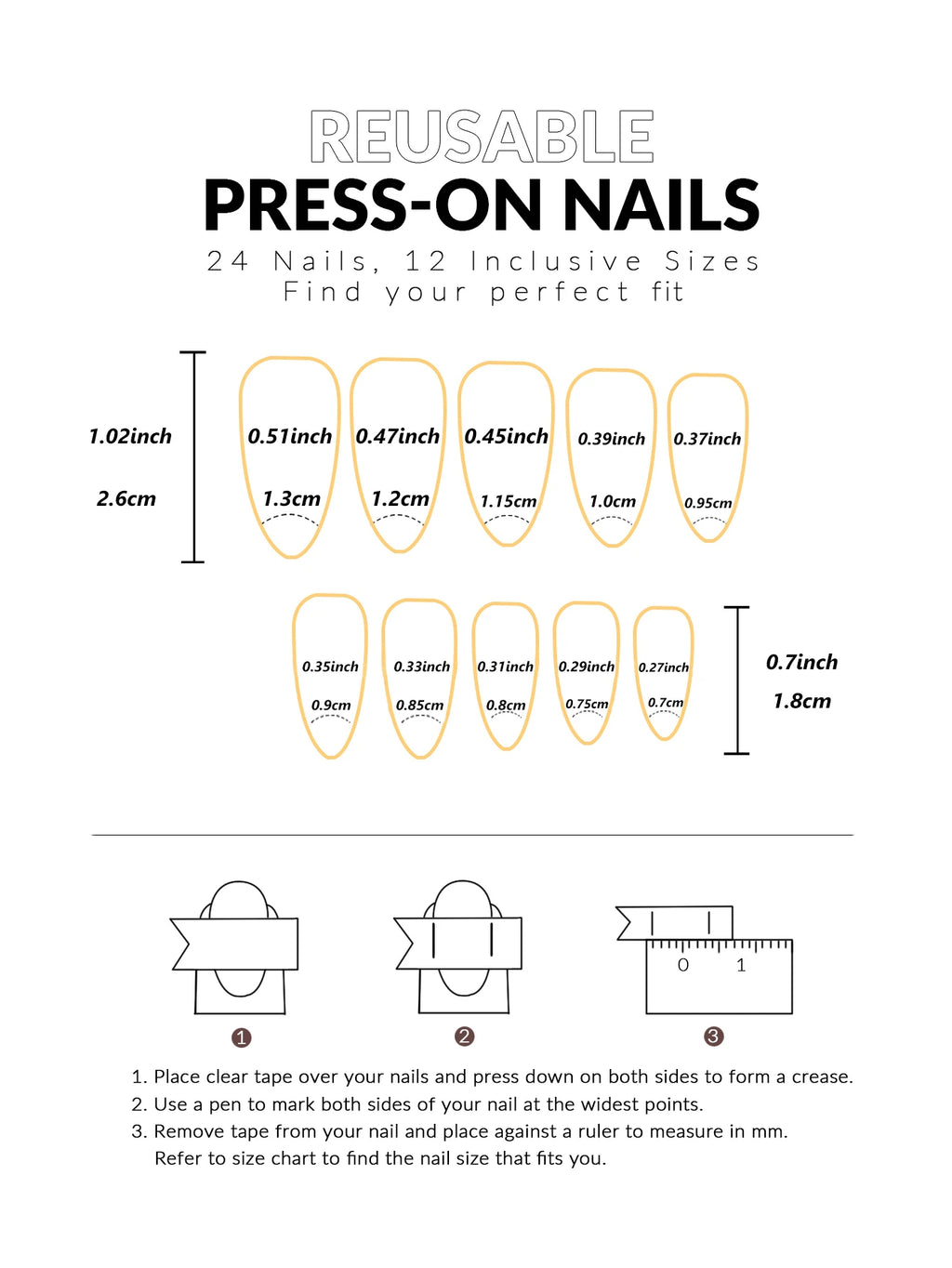 Press On Nails "24PCS"