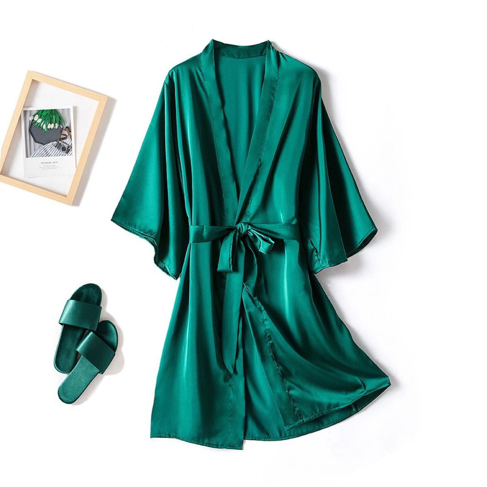 Women Satin Robe Set