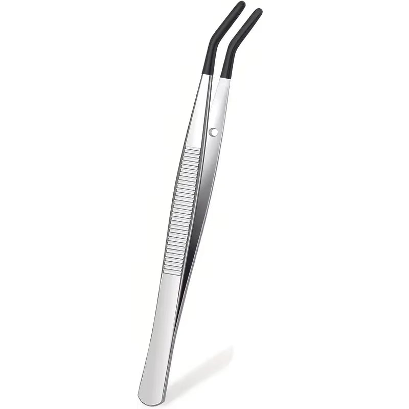 1/2/4Pcs Tweezers with Rubber Tips Tweezers Rubber PVC Silicone Coated Non Marring Flat Tip Bent Tip Tweezers Tipped Tweezers