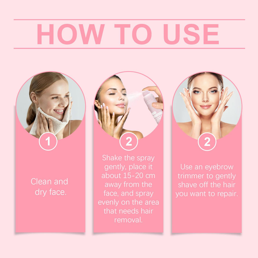 Gentle Facial Hair Removal Spray Softens Hair and Cleanses the Face