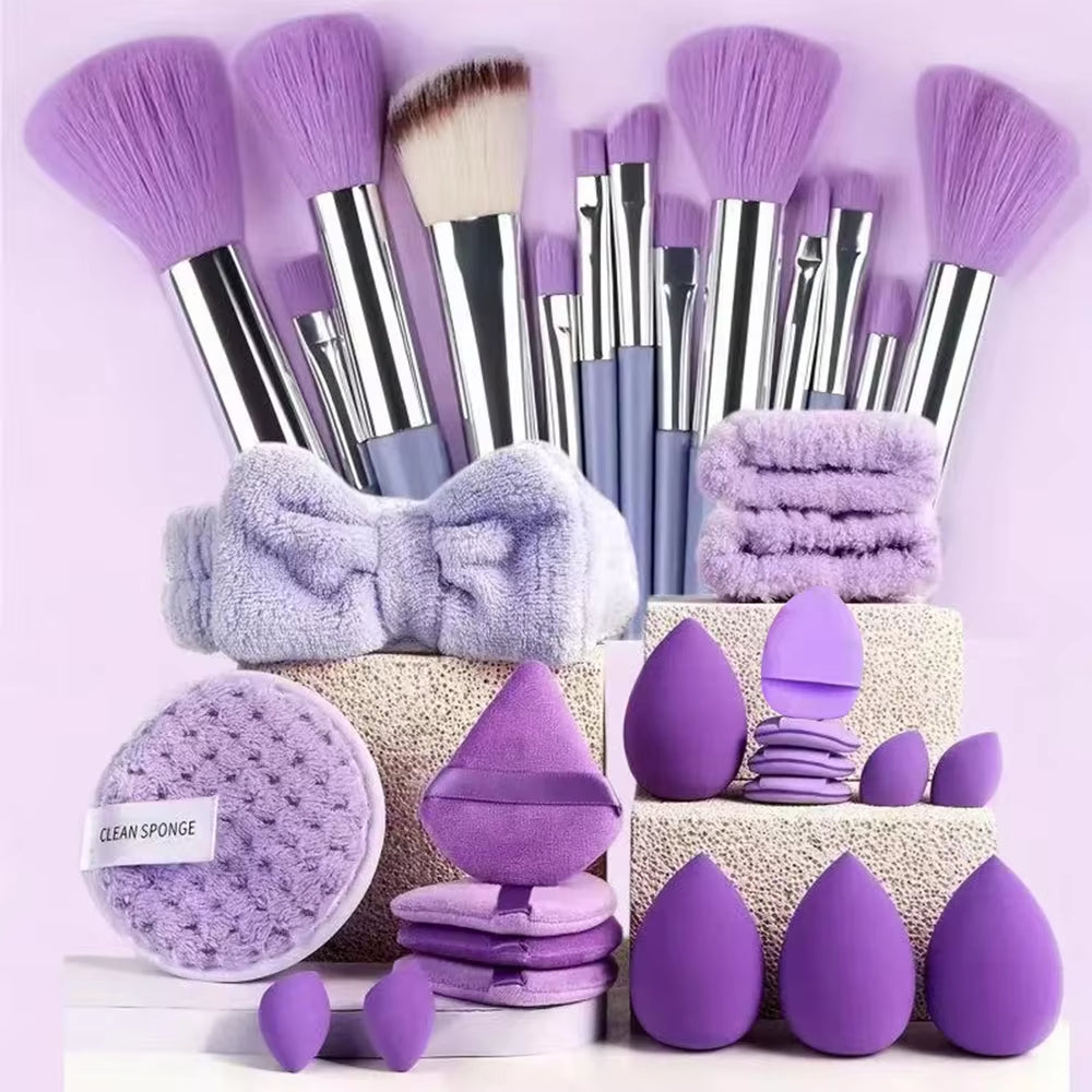 13/33Pcs Professional Makeup Brush Set with Accessories for Combination Skin- Featuring Soft Brushes，Suitable for Beginners