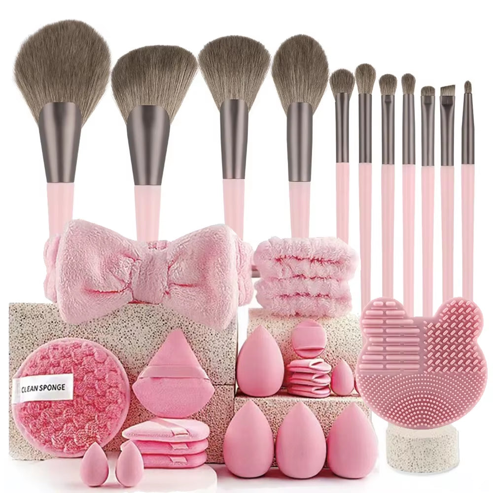 13/33Pcs Professional Makeup Brush Set with Accessories for Combination Skin- Featuring Soft Brushes，Suitable for Beginners