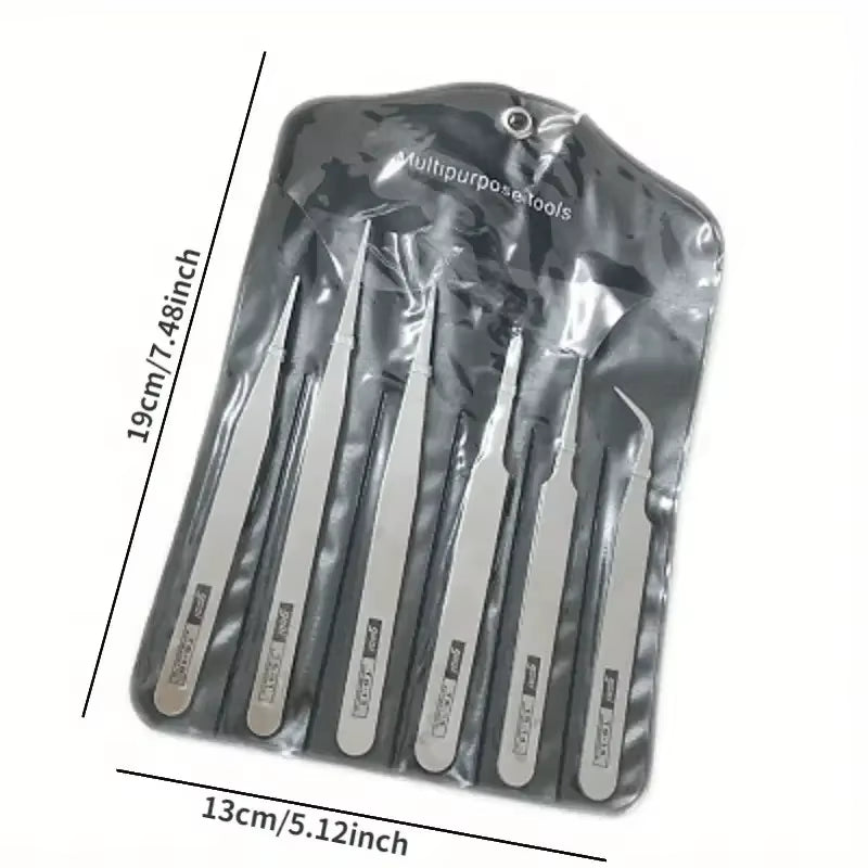 6-Piece Stainless Steel Tweezers Ts-15 Succulent Plant DIY Elbow Tweezers Gooi Tweezers Set