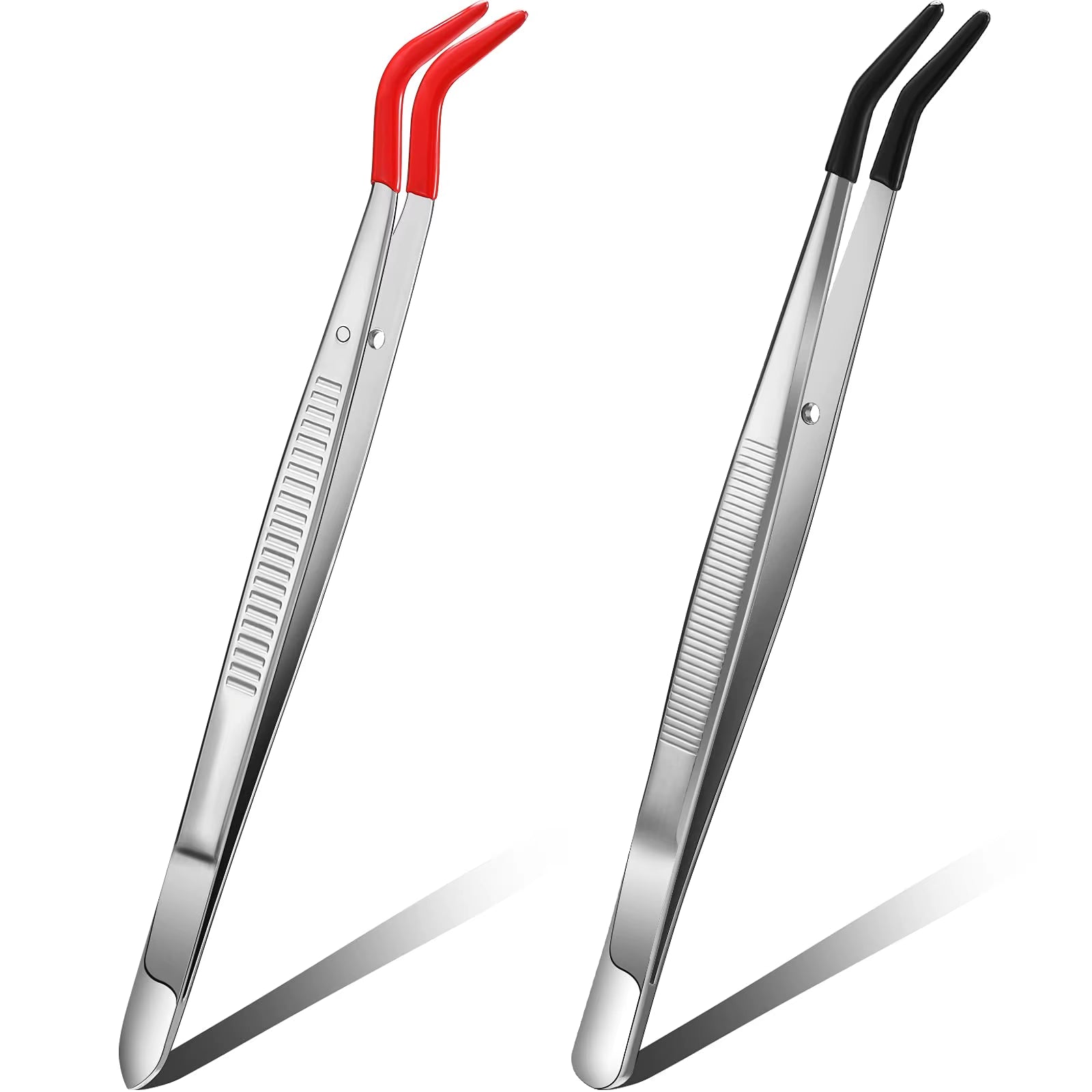1/2/4Pcs Tweezers with Rubber Tips Tweezers Rubber PVC Silicone Coated Non Marring Flat Tip Bent Tip Tweezers Tipped Tweezers