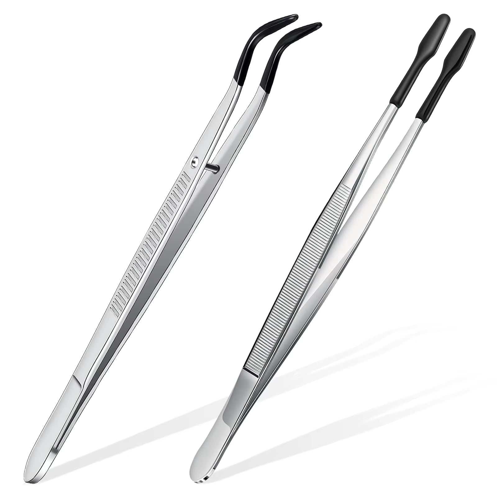 1/2/4Pcs Tweezers with Rubber Tips Tweezers Rubber PVC Silicone Coated Non Marring Flat Tip Bent Tip Tweezers Tipped Tweezers