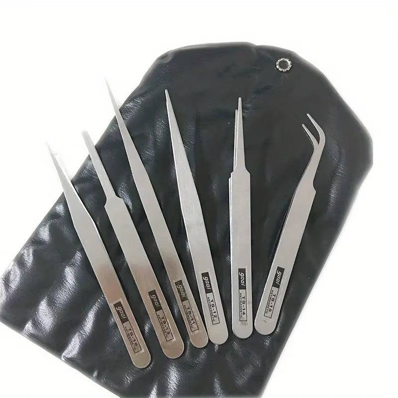 6-Piece Stainless Steel Tweezers Ts-15 Succulent Plant DIY Elbow Tweezers Gooi Tweezers Set