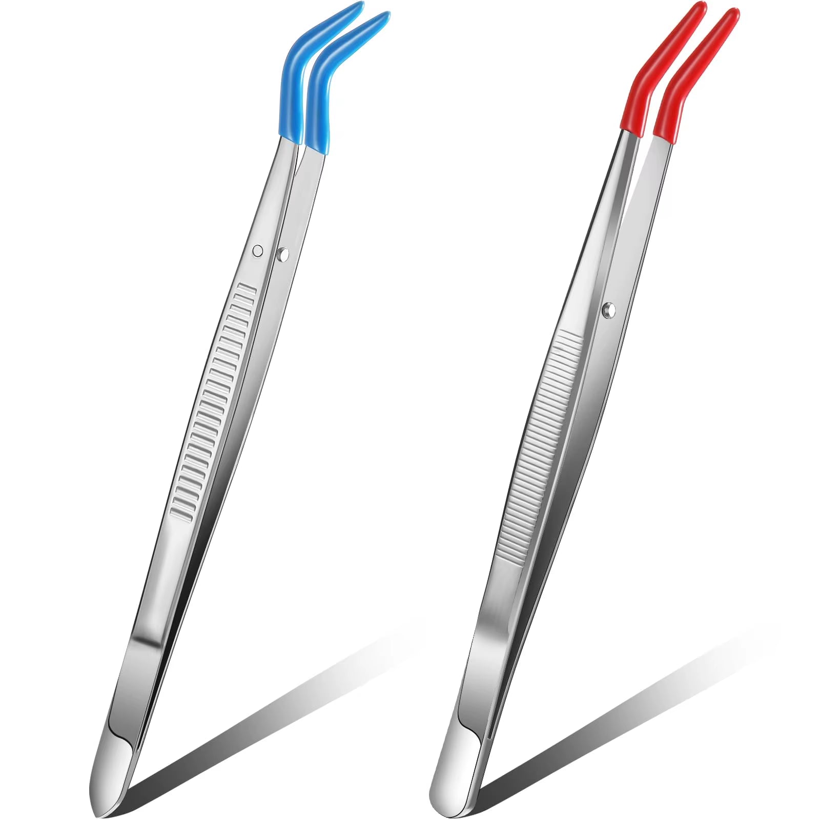 1/2/4Pcs Tweezers with Rubber Tips Tweezers Rubber PVC Silicone Coated Non Marring Flat Tip Bent Tip Tweezers Tipped Tweezers
