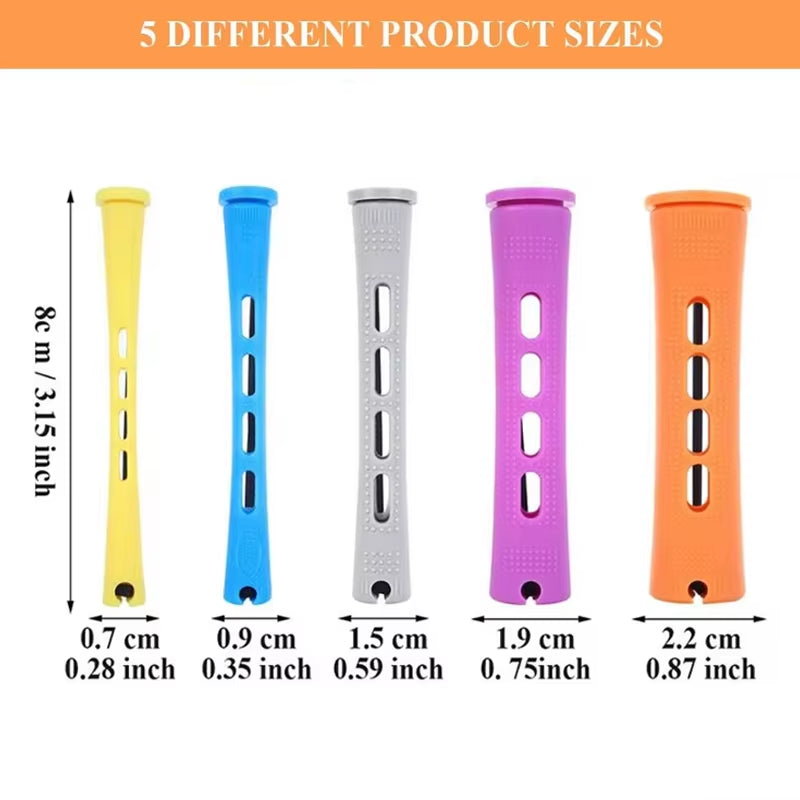 50Pcs 5Sizes Hair Rollers Hair Perm Rods Set Curlers Cold Wave Rods for Women Long Short Hair DIY Hairdressing Styling Tools