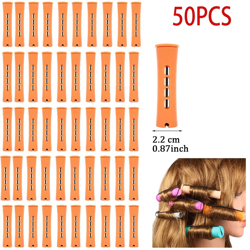 50Pcs 5Sizes Hair Rollers Hair Perm Rods Set Curlers Cold Wave Rods for Women Long Short Hair DIY Hairdressing Styling Tools