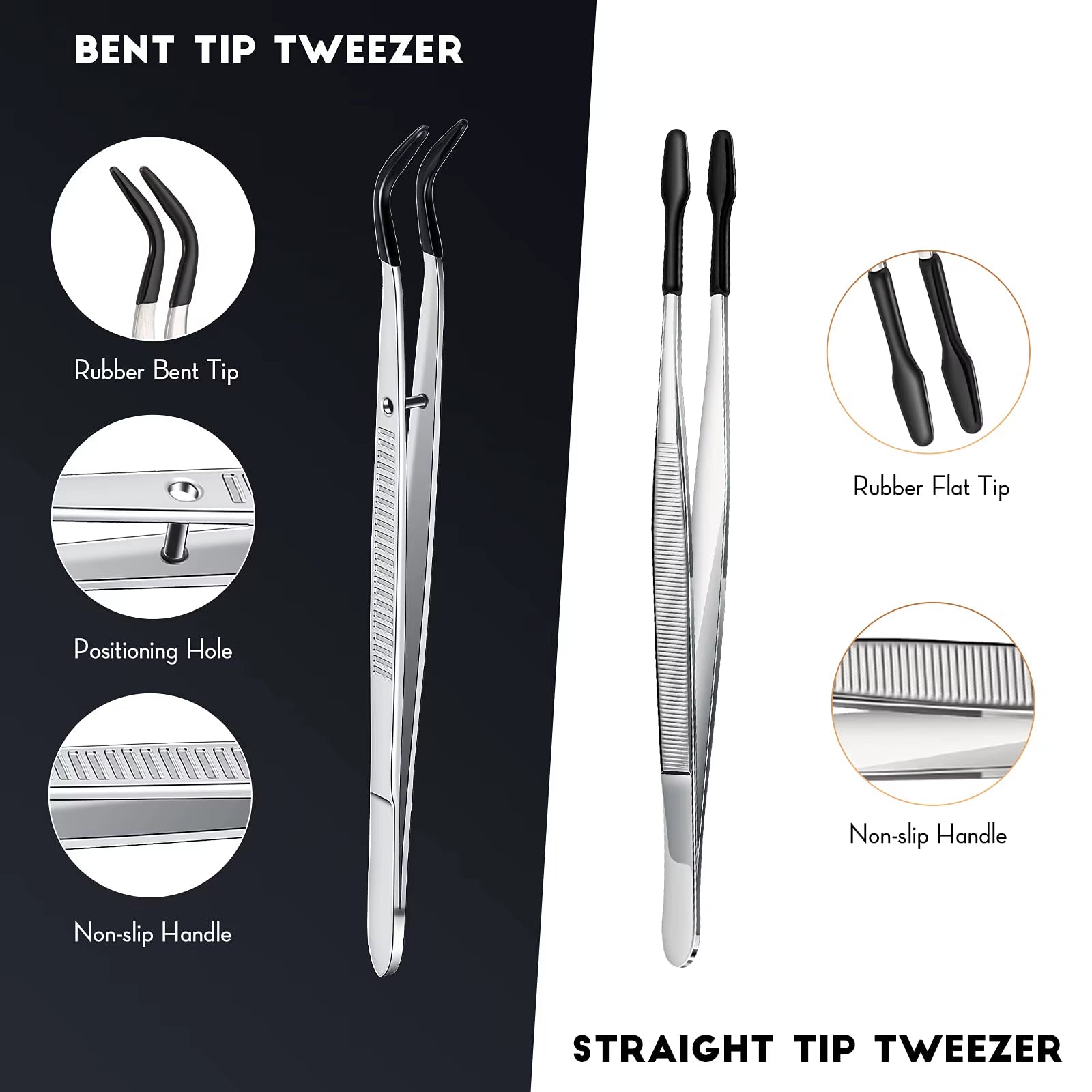1/2/4Pcs Tweezers with Rubber Tips Tweezers Rubber PVC Silicone Coated Non Marring Flat Tip Bent Tip Tweezers Tipped Tweezers